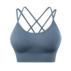 Blue Sports Bra with Strappy Back